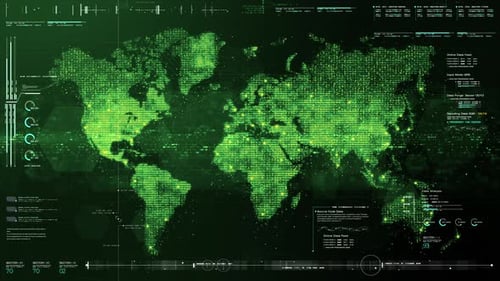 Futuristic HUD Digital World Map Global Technology Interface