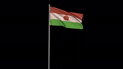 Waving Flag of Niger on Pole with Alpha Channel