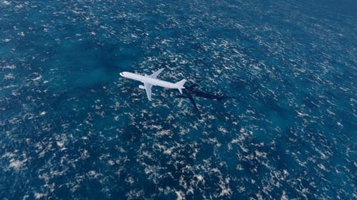 L'avion de ligne a survolé la mer