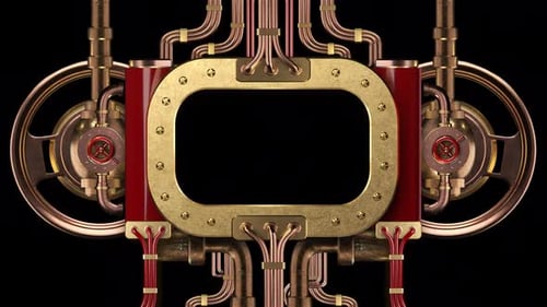 Steampunk Industrial Machine Frame with Animated Reveal