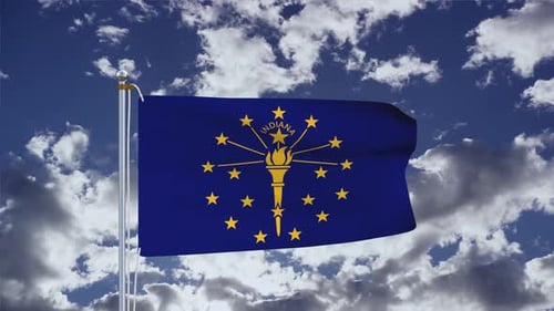 Realistic Indiana State Flag Waving Animation