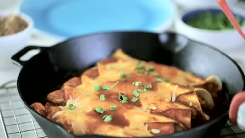 Cheesy Enchiladas in a Cast Iron Skillet