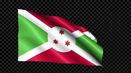 Realistic Waving Flag of Burundi with Alpha Channel