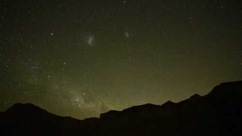 Starry Time Lapse Over Majestic Dark Mountains