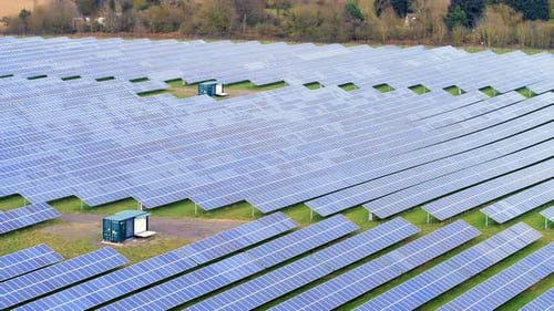 Solar Power Station Array Aerial View