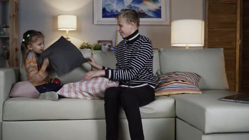 Children Sister And Big Brother Teen Fight Pillows