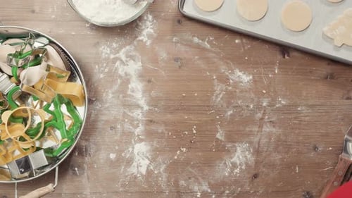Hands Prepping Cookie Dough on Wooden Table