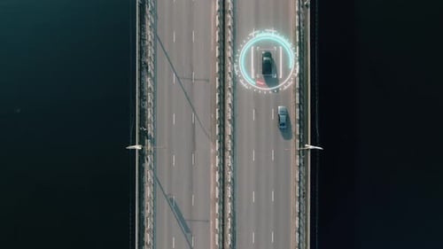 Aerial View of Driverless or Autonomous Car