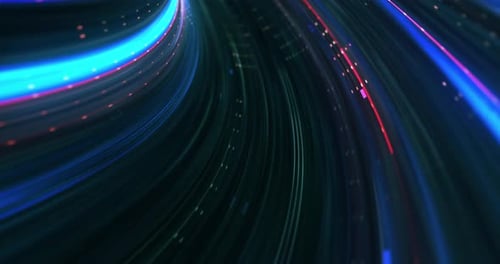 Abstract neon lights Sci-Fi futuristic Hi Tech virtual reality tunnel.