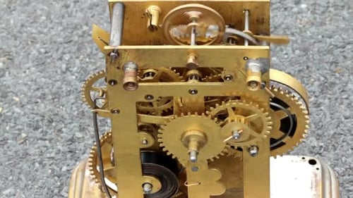 Clock Gears Turning in a Vintage Machine