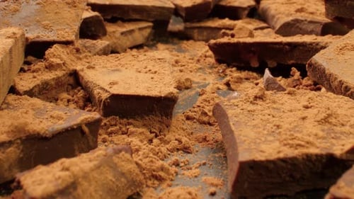 Chunks of Dark Chocolate with Cocoa Powder