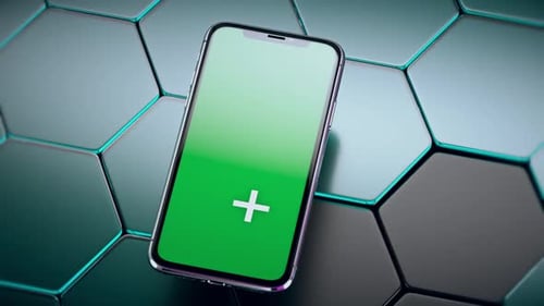 3D Green Screen Smartphone Digital Abstract Background Perespective View