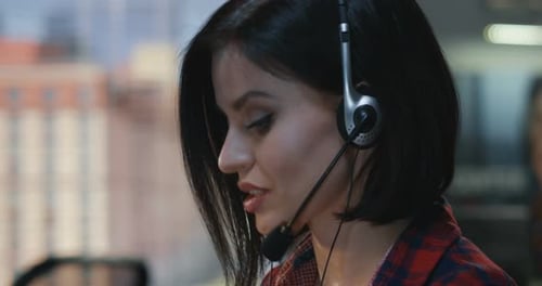 Woman Talking with Headset