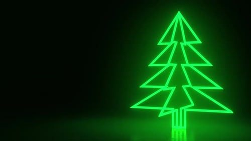Pulsating Neon Green Christmas Tree Animation
