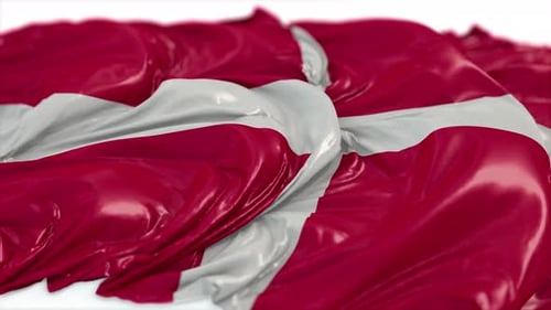 Seamless Loop of Waving Red and White Fabric with Cross