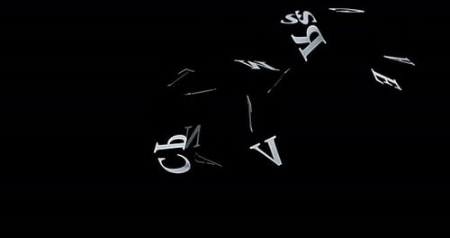 Abstract 3D Letters Falling on Black Surface