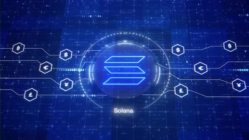 Futuristic Solana Cryptocurrency Network Data Connection Loop