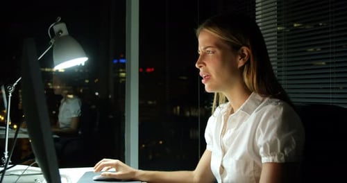 Businesswoman working over computer