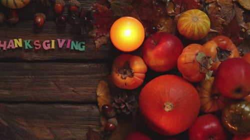 Festive Fall Harvest Still Life with Candle