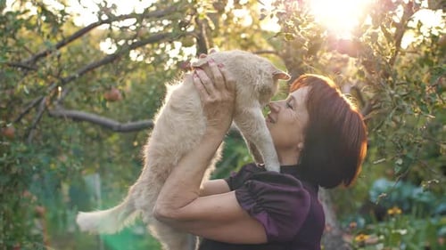 Owner Woman Loves Her Cat