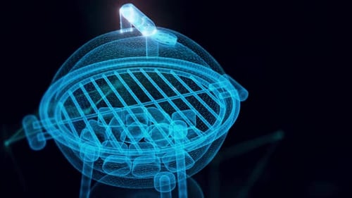 Round Empty Barbecue Grill Or Charcoal Grill Hologram Or Barbeque Grill Hologram Close Up Hd