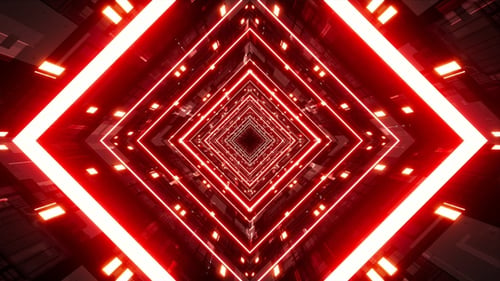 Cyber Space Tunnel with Red Lights