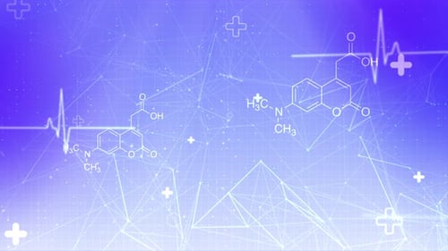 Animated Medical Healthcare Background with Heartbeat and Chemical Structures