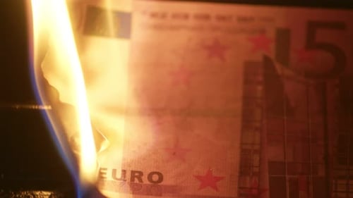 Burning Five Hundred Euro Bill in Close-Up