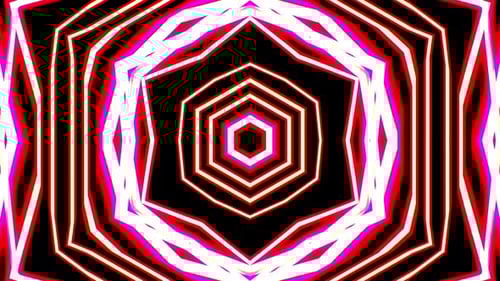 Abstract Neon Hexagon Tunnel Kaleidoscopic Loop Background
