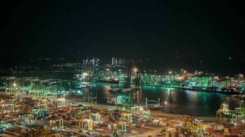 Cargo Port At Night