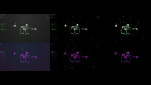 Futuristic Drone Wireframe HUD Scan Animation