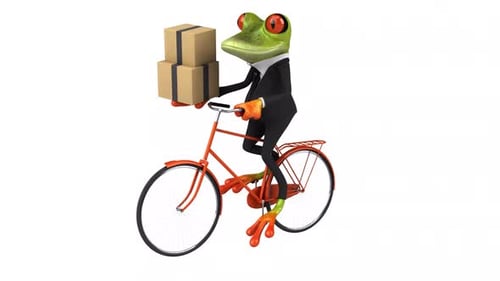 Divertida rana en bicicleta - Animación digital
