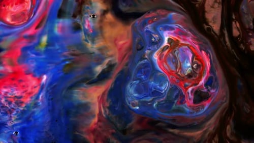 Abstract Fluid Design in Blue, Red and Brown