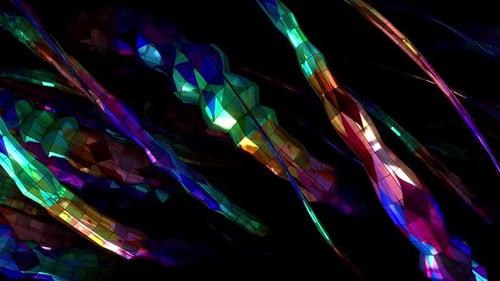 Vibrant Abstract Low Poly Crystal Ribbons Seamless Loop Background