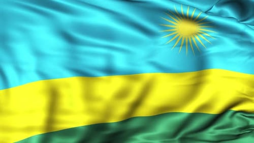 Realistic Waving Flag of Rwanda Fabric Animation