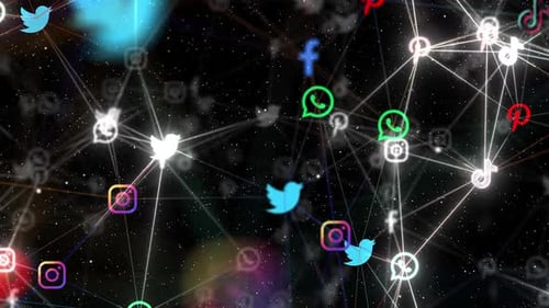 Futuristic Social Media Network Icons Connection Loop