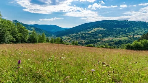 The Sun Over the Synevir Pass of the Carpathian Mountain Ranges