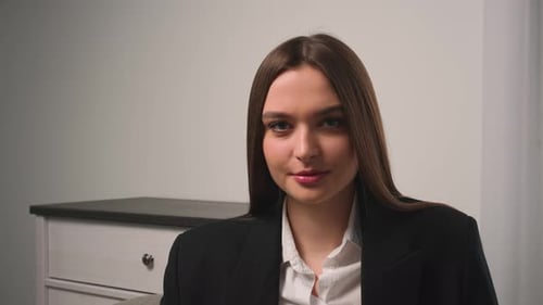 Portrait of Confident Smiling Young Attractive Businesswoman Looking at Camera Successful Beautiful