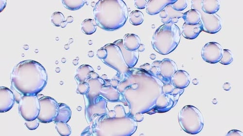 Abstract Iridescent Fluid Bubbles Morphing and Floating Animation