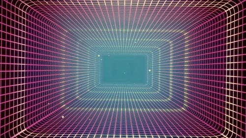 Grid Tunnel Rectangle Light Retro 02 4K