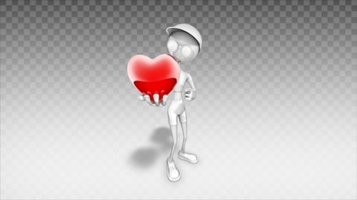 Hombre de dibujos animados en 3D - Mostrar corazón