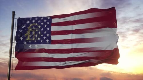 Georgia Flag to USA Flag Realistic Transition