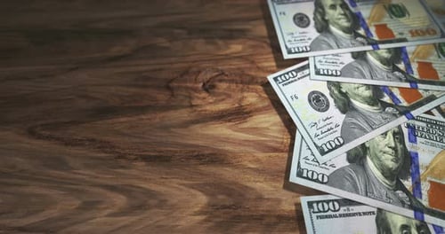 Dollar 100 USD money banknotes background loop