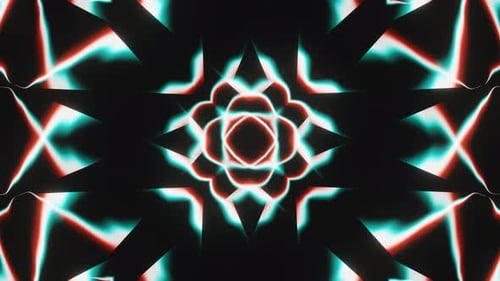 Abstract Wavy Flower Blue and Red Led Neon Vj Loop Animation