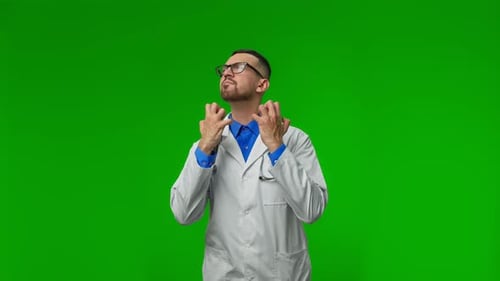 Furious Male Doc Man Having Nervous Breakdown at Work Screaming in Anger Stress Concept