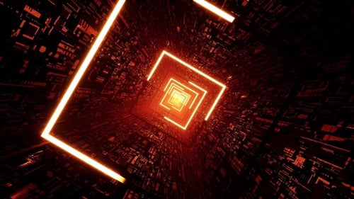 Rot-orange Farbe Light Stroke-Technologie, Muster, quadratische Form, VJ-Tunnel-Rotationsschleife