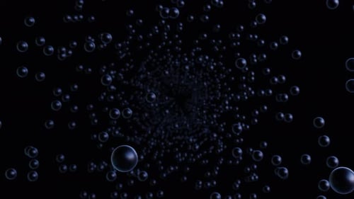 Dunkle langsam fliegende Kugeln auf schwarzem Hintergrund Schleifenanimation