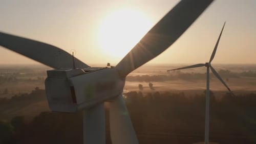 Vista aérea de los molinos de viento para energía eléctrica