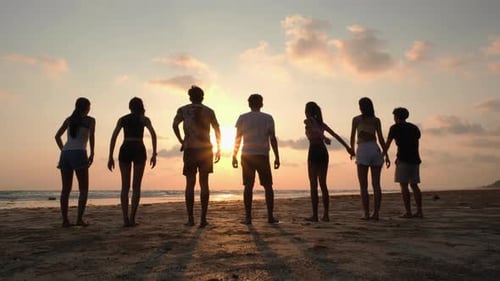 Group young travel beach