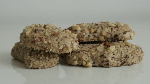 Close Up of Stack of Nut Covered Cookies